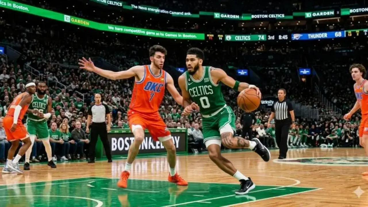 Celtics superam Thunder por 119-109 no TD Garden em duelo de gigantes